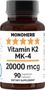 MONOHERB 维生素 K2作为 Menatetrenone MK-4 20000 mcg 每卡普尔 - 90 Veg 卡普尔