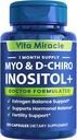 Inositol 补充 Myo-Inositol & D-Chiro Inositol 120 Capsules 2000mg 40:1 高概率 Myo & D Chiro Inositol Blend - Hormone 平衡和PCOS 补充妇女全月供应