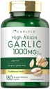 Carlyle Garlic 补充1000mg + 180 caplets + 180 Odorless Pills → 高 Allicin 提取 → 蔬菜, Non-GMO & Gluten Free