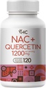 VHC NAC补编,Acetyl L-Carnitine1200mg Plus Quercetin, Optim dose (1200mg + 100mg), 2 in 1 双行动公式 N-Acetyl-L-Cysteine with Quercetine, 用于呼吸,肝脏,免疫,美国制造