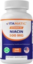 维生素Niacin(维生素B3)500mg,持续释放,240平板 - 非GMO和Gluten Free
