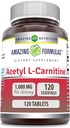 令人惊奇的Acetyl L-Carnitine配方 – 1000 Mg Pervice – 120 平板电脑配方 – Non-GMO – Gluten Free – 在美国制造