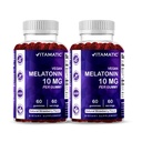维生素Melatonin 10 mg 蔬菜胶体 – 非哈比特成型 – 每瓶60 Gummys – 2-Pack(共计120 Vegan Gummys)