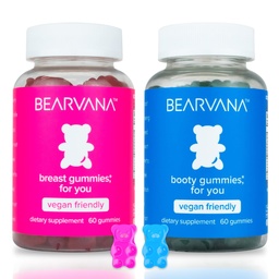 BEARVANA Top & Peach Support Combo Pack Gummys for Women 9 草药摘录 包括 Fenugreek, Maca & Fennel 基本维生素 | Berry Flavor | 2-Pack(120 Gummys)
