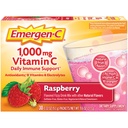 Emergen-C 1000mg 维生素C 支持粉末 aspberry 30CT 包括锌、曼干内塞、7 B 维生素和返校必需品电解剂
