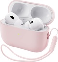 ORNARTO 与 AirPods Pro 2 Case 2022 兼容, AirPods Pro 第2代全保护混合硅酮 Case, Front LED 显性皮肤封面-Pink