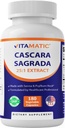 用Senna & Psyllium Husk制造的维生素Cascara Sagrada - 180 Veg Capsules - 集中25X 可能性 - 所有天然 - 非GMO