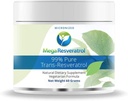 Mega Resveratrol Powder, 药品级, 99%纯微量化的跨Resveratrol, 60格拉姆粉, 纯度认证. 释种者.