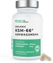 爱生命补充 有机Ashwagandha KSM-66 → 2个月供应 - 60卡普尔,每卡普尔600毫克高强度,5%Withanolides,Bioperine 用于增加吸收,零填充器,实验室测试