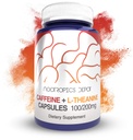 诺特罗宾咖啡因和L-Thenine Capsules 含有100mg的咖啡因和200mg的L-Theanine 天然补充物 能量助推器 + 注意力 + 警觉 + 咖啡替代品