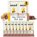 发送基于巴斯植物的维根健康蛋白棒,带有绿色(Peanut Cacao Crunch, 8 Bars) – 只有真正的成份,零添加糖,无胶,无乳品