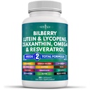 新AGE眼保健维生素与Bilberry Lutein & Zeaxanthin Lycopene Resveratrol Grape种子 Astaxanthin - 眼维生素 - 60 计数