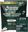 Go Whey蛋白质隔热包装上的营养 – 25g蛋白质+ 5g Creatine – 单服务旅行蛋白粉 – 香草(30-Pack)