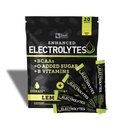 强化电解胶粘性胶囊(Lemon Lime QQ 20 Packets) w/ 0 糖 + BCAAs + B-维生素 电解补液 w 钾 锌和镁 水解-克托电解