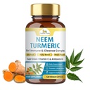 有机Veda Neem & Turmeric Capsules with Amla Fruit, Tulsi, Holy Basil, Black Pepper 提取 - 免疫支持 饮食补充 - 靴子 健康清洁皮肤和细胞防护 - 120 Vegan Capsules