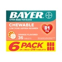 Bayer Aspirin 低剂量 81 mg 可切片, 疼痛解脱剂, 橙色裂片, 216 片 (6包)