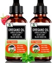 (2包) Oregano有机油,含黑种子油用于免疫,Digestive Supports & Antioxidant, w/Garlic 老年莓季节性支持 6X 吸附液 Oregano Drops