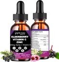 有机草莓糖浆、液滴草莓维生素C和成人锌,11-in-1 Sambucus Black Elderberry Tinctury w/维生素D3,海摩斯黑种子,长莓岩浆支助补编