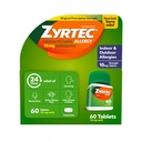 Zyrtec 24小时过敏药片,室内和室外过敏药片,每安非他明药片10毫克Cetirizine HCl,过敏药片的治疗,60计.