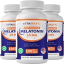 维生素Melatonin 20 mg 片 | Vegetarian, Non-GMO, Gluten Free | High Potency 20 MG | Natural Berry Flavor (1/2 片 = Melatonin 10 mg) (120 计数 (3 包))