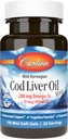 Carlson - Cod Liver Oil Minis,280 mg Omega-3s + 维生素A和D3,挪威,Wild Caught,可持续来源,100 mini软胶