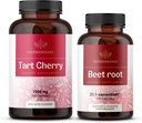 HERBAMAMA Tart Cherry 和 Beet Root Kit - 装有7000毫克的Tart Cherry 和 21:1 聚焦 Beet Root Capsules - Vegan, N-GMO, Gelatin-Free - 2 包装