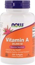 鱼肝油的维生素A,25000IU,250 Sgels by Now Foods (Pack of 6)