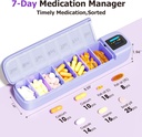 Daviky Smart Pill organister with alarm, Bluetooth Daily One a Daily Pill Box 7 Daily with APP, 每周旅行药箱案, 便携式药丸提醒药剂, 补充剂和维生素(紫色)