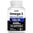 鱼油Omega 3(4 000毫克),180软胶,Omega 3脂肪酸补充剂,EPA & DHA用于大脑和心脏健康*