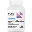 纯Formulas Acetyl L-Carnitine 认知和记忆支持 L Carnitine 大脑,焦点,和平静 Alcar,500mg 乳制品自由 非GMO 60 盖
