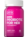 PINK 女性的良药 = 消化性健康支持 Capsules Plus Cranberry = 50 Count = 蔬菜、非GMO和Gluten免费补充品