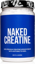 NAKED 纯微晶体化 单水合物粉末 - 不香,500g,1.1lb Bulk - Vegan, Non-GMO, Gluten - Free, Soy - Free, no filler, 支持肌肉生长和强力 - 100 services