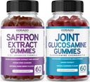 红花(60 Gummys) Premium 5 in 1 Advanced Formula - 美味的Raspberry Flavor和Glucosamine Chondroitin联合补编(60 Counter) 男女联合补编 - Vegan Safe & Made in USA
