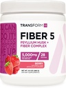 变形HQ Fiber 5 Psyllium Husk 复合粉末(Berry Flavor)(28位服务员) - 5000 mg Psyllium Husk per Service - 消化性健康,自然补充,可溶性植物纤维混合剂