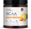 纯功率BCAA+Beta-Alanine,热带冲锋枪,11.7 oz(333克),30 种功率,6g BCAA,2g Beta-Alanine,0g Sugar,非GMO,Mercola博士