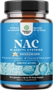 NAC 配有香草的N-Acetyl Cysteine补充剂 - Detox N-Acetylcysteine 配有肺健康与呼吸功能,Liver & Kidneys Detox & Cleanse - 氨基 NAC 配有成人卡普尔-90 Ct