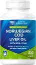 Rite Aid Cod Liver Oil Softgels 250 Counter, 与环保局和DHA, 支持心脏,大脑和视觉健康