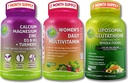 妇女的多维他明、钙和利波索马尔 Glutathione Trio -- -- 植物型钙、镁、锌、D3、K2和Turmeric + 妇女日报的多维他明加铁+利波索马尔 Glutathione 500mg