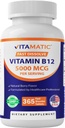 维生素B125,000 mcg — 365 快溶片 Berry Flavor — 支持能源生产和神经系统健康 — 非GMO, Gluten-Free