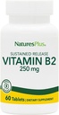 NaturesPlus 维生素B2(Riboflavin) - 250毫克,60蔬菜片,持续释放 - 自然能源和代谢促进剂,促进整体健康 - 无葡萄糖 - 60种服务