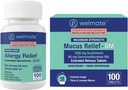 WELMATE 完全过敏和摄入救济包:Fexofenadine HCl 180mg 非醉心安非他明(100 Ct) + Mucus Relief DM 1200mg Guaifenesin & 60mg DXM(100 Ct) → 12 r 呼吸支持