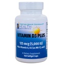 维塔明 D3 PLUS – 125 mcg (5000 IU) 维生素D3 → 维生素K2(MK-7)和维生素A → 维生素D的自然形态 → 包括Tocotrienol作为抗氧化剂 → → 非GMO → 150软胶盖