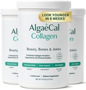 ALGAECAL Collagen - 4 临床支持的Peptides VERISOL®,FORTIGEL®,UC-II®,FORTIBONE®,抗老化水解Collagen粉,3包,美国制造