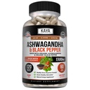 Kaya Naturals Ashwagandha 1300mg,120 Capsules 压力缓解、肾上腺、Mood和甲状腺支持、黑辣椒和100%纯Ashwagandha - 120 Capsules