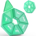 每周药丸组织者,2包便携式药盒药案 6 彩色(七日) 新版 维生素/鱼油/辣椒/补充剂-艺术炎友好(青)