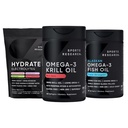 运动研究 南极磷虾油 Omega 3 迷你软凝胶 500mg 配有磷虾,乔林,Astaxanthin,三强 Omega 3 Burpless鱼油 1250mg 糖自由多氟水合电解