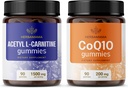 HERBAMA L-Carnitine和CoQ10 Kit - 1500毫克乙酰L-Carnitine 和 200毫克Coenzyme Q10 胶体 - Vegan、N-GMO、无胶体 - 2包
