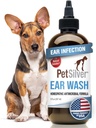 PetSilver Dog Ear clean Solution – Gentle Ear Wash for Dogs and Cats with Chelated Silver – Otic Rinse 公式 目标蜡片积聚,臭臭臭味,以及痒或刺激地区 — 美国制造 — 8 fl oz