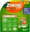 Zyrtec 24小时过敏反应液盖,抗希斯坦胺Capsules 配有Cetirizine HCl过敏药物,用于从Runny Nose,喷嚏,Ichy Eyes & More 的全天抗药,40个计数