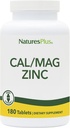 NaturesPlus Cal/Mag/Zinc - 1 000毫克钙,500毫克镁,75毫克锌 - 180 植物药片 - 多矿物补充剂,支持骨骼,心脏和免疫健康 - Gluten-Free - 45 服务